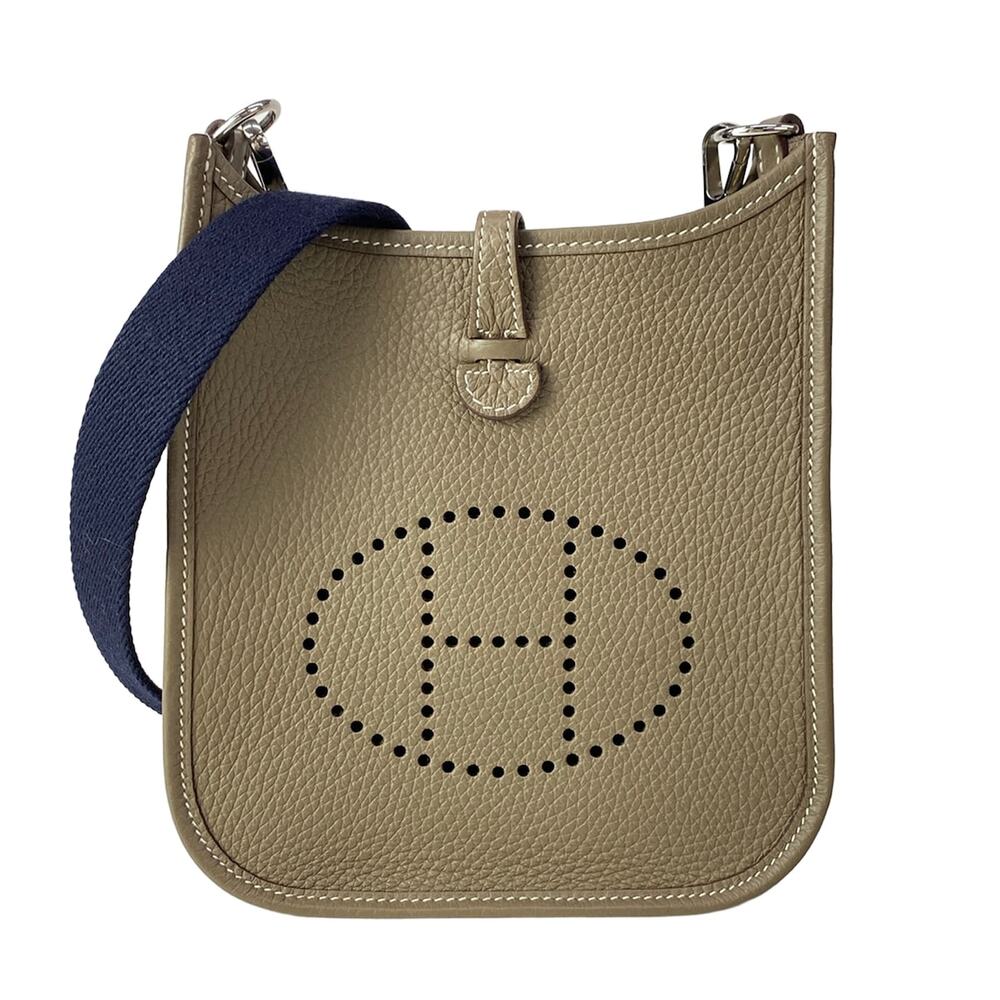 Hermès Evelyn TPM Amazon Shoulder Bag Etoupe Blue Indigo